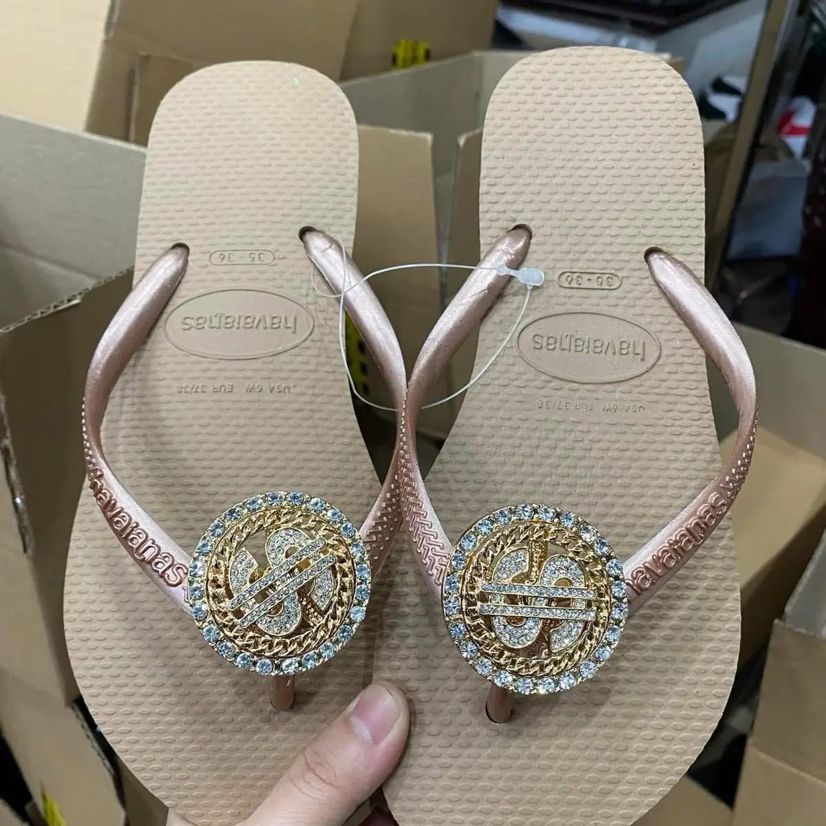 DÉP NỮ SLIM MÀU MIX PHỤ KIỆN ĐÔ LA XOAY . THIÊN TRANG HAVA . CAO SU . NGOÀI TRỜI DéP GiàY