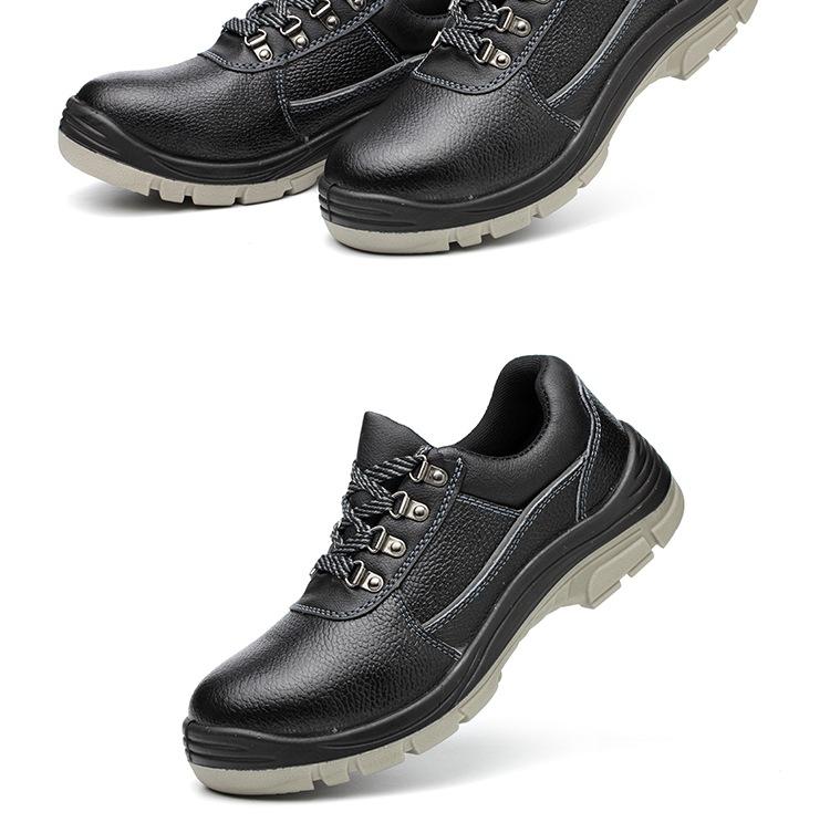 Product Introduction of Construction Site Shoes Low-Top Solid Pu Bottom Labor Protection Shoes Anti-Smash and Anti-Puncture Non-Slip Wear-Resistant Cowhide Safety Shoes Work Shoes Footwear Worker Closed Boys 16