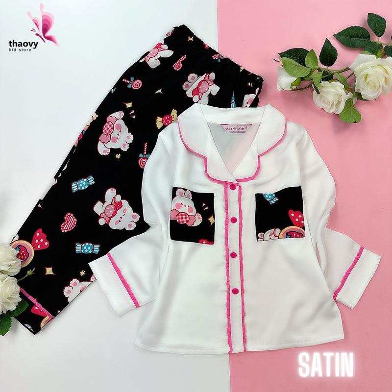 Product Introduction of [10-57Kg] Bộ Pijama Thỏ Xinh" Xấn dài Vải Lụa Cao Cấp - ThaoVySleepwear - Xanh Rêu Đỏ Hồng Tím - Quần Áo Ngủ Pijama Nữ - Bé Gái - Bộ Ngủ Lụa Đồ Bộ Mặc Nhà Homewear Sleepwear Không Nhăn Co Giãn Không Xù Giặt Không Rút 4