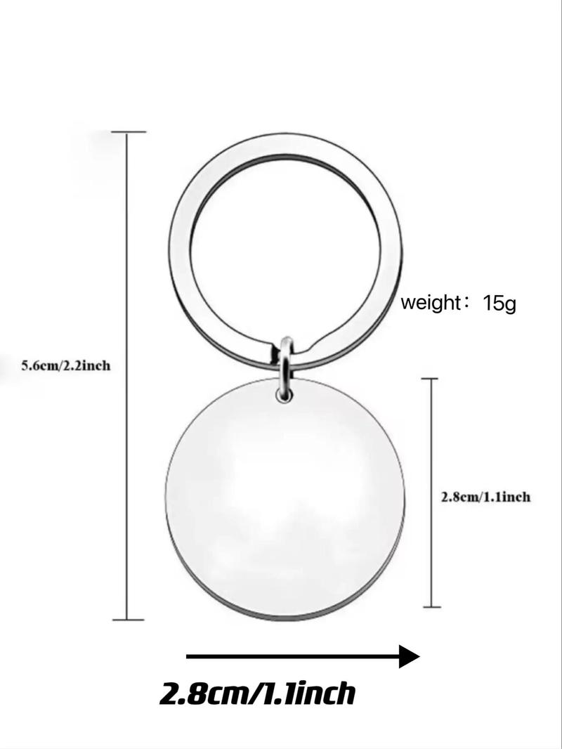 Product Introduction of Letter Design Round Shaped Metal Cute Keychain As Personalized Gift,  Coworker Appreciation Slogan Design Stainless Steel Key Holder & Key Fob, Fashion Accessories For Gift For Daily Use 2