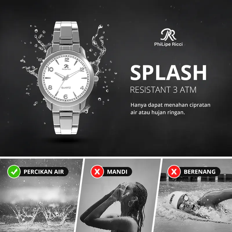 PhiLipe Ricci Jam Tangan Pria Besi Rantai Analog Original PR13 Free Box quartz watches 3