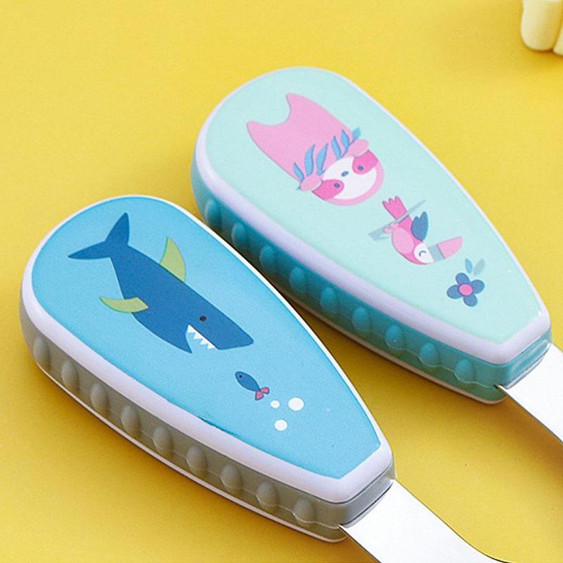 Product Introduction of 1 Set Cute Tableware Food Training Spoon Dessert Spoon For Children Feeding Spoon Fork Baby U0F6 34