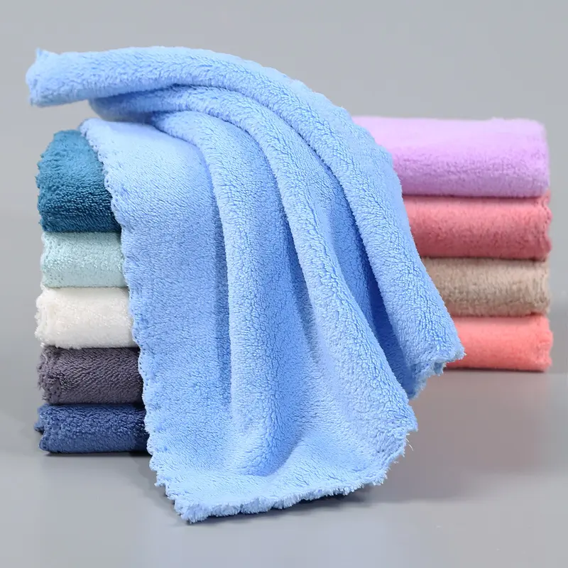 Coral velvet square towel, kitchen cleaning dishcloth, absorbent small towel, hanging style hand towel, soft dishwashing towel, handkerchief