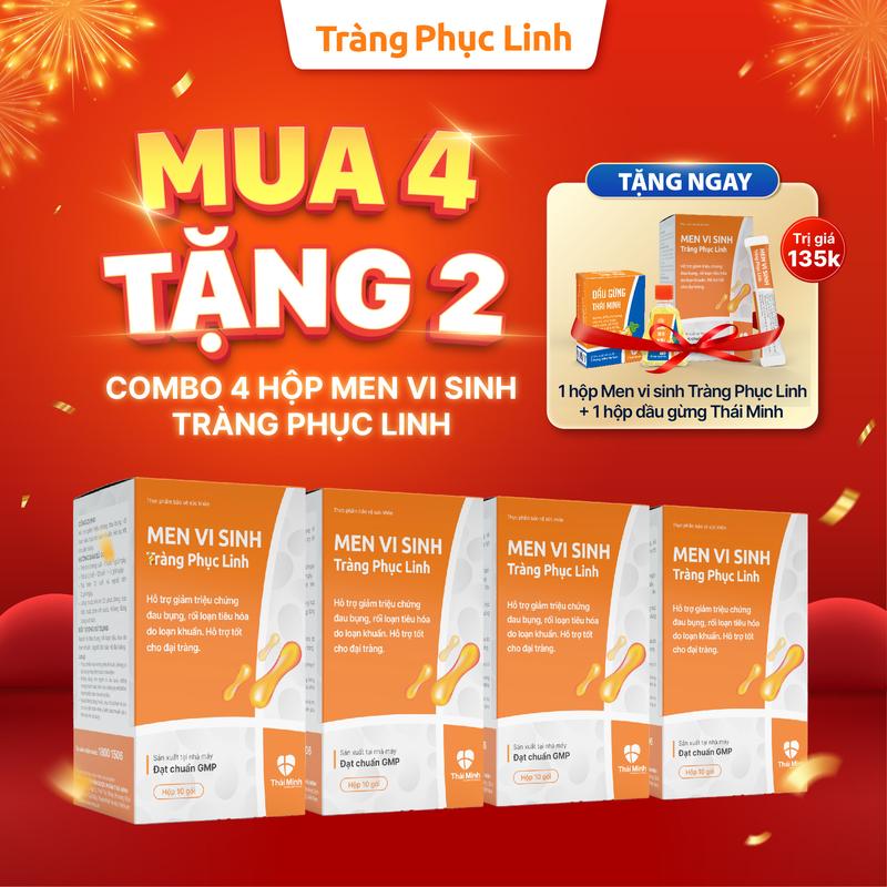 [COMBO 4 HỘP] MEN VI SINH TRÀNG PHỤC LINH - Men Hỗ Trợ Tiêu Hoá - Hộp 10 gói