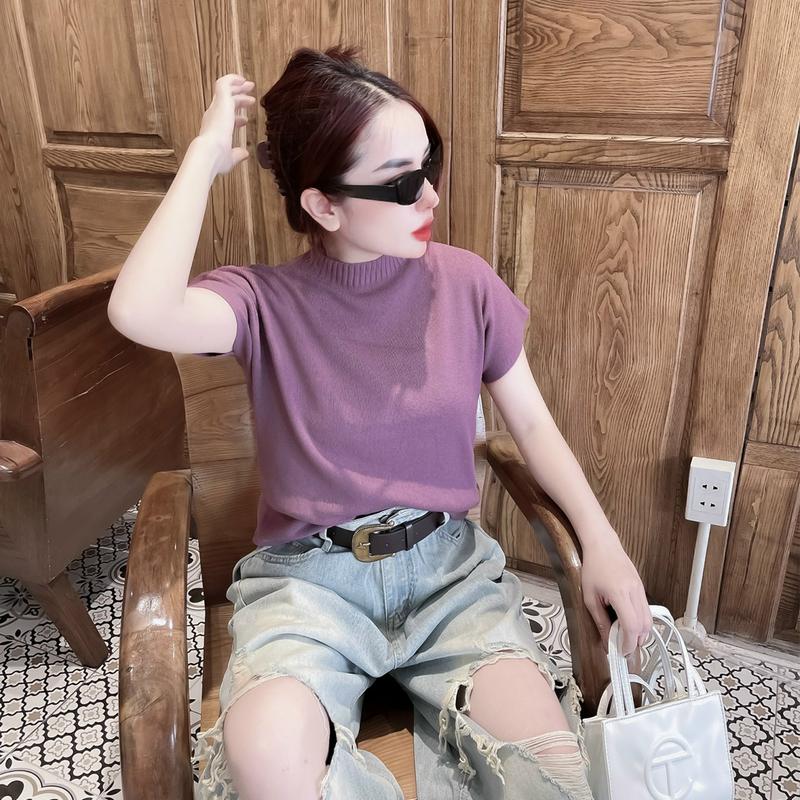 Áo Len Nữ Ngắn Tay LOẠI MỚI Chất Đẹp, Nhiều Màu Mới Lạ Minxu Shop LEN13