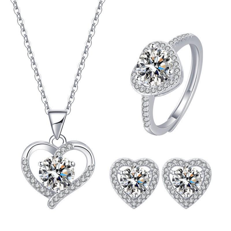 Product Introduction of Internet Celebrity Live Broadcast Love Design Silver Necklace Female Imitation D Color Moissanite Female Pendant 0