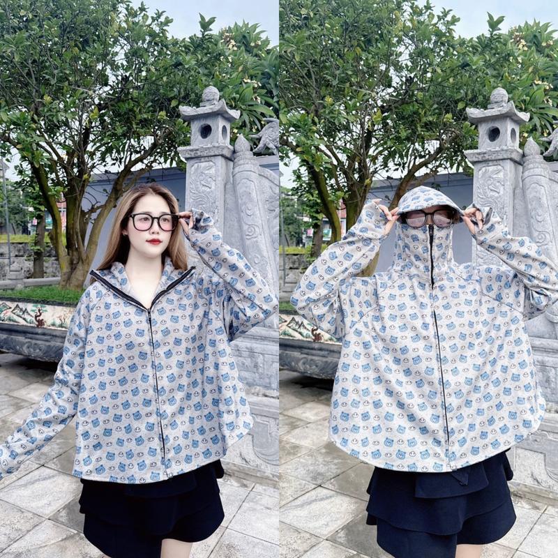 (Mũ Vành Cứng-Có 2 Túi Trong) Áo chống nắng dáng thoáng mát chất UMI hoạ tiết chống tia UV UPF50++