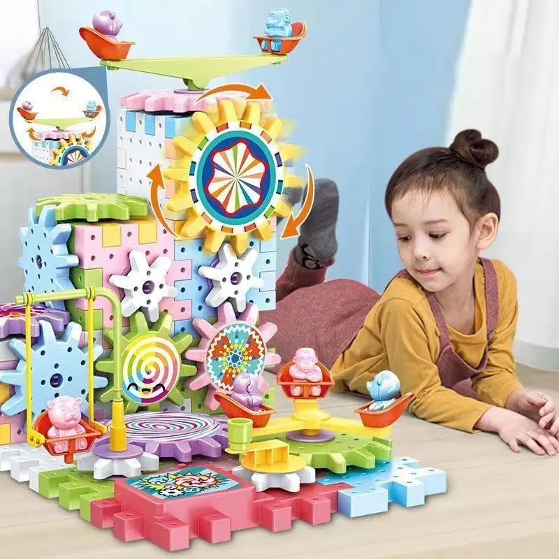 [TẶNG PIN] Đồ chơi lắp ráp bánh răng đủ loại 203 pcs, 135 và 83pcs có thể hoạt động cho bé tùy ý sáng tạo theo ý thích mẫu mới 2024 - Bộ lắp ráp thông minh cho bé 2