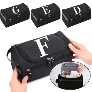 Tas perlengkapan mandi Makeup bag Wash Bags Women Travel Toiletry Accessory Packet Handbag White Letter Print Organizer