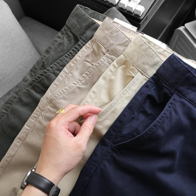 Quần Kaki Nam Chất Cotton Dày Dặn, Mềm Mịn, Co Giãn Nhẹ Thoải Mái Màu Xanh Than Menswear Jean Pants Kem 4