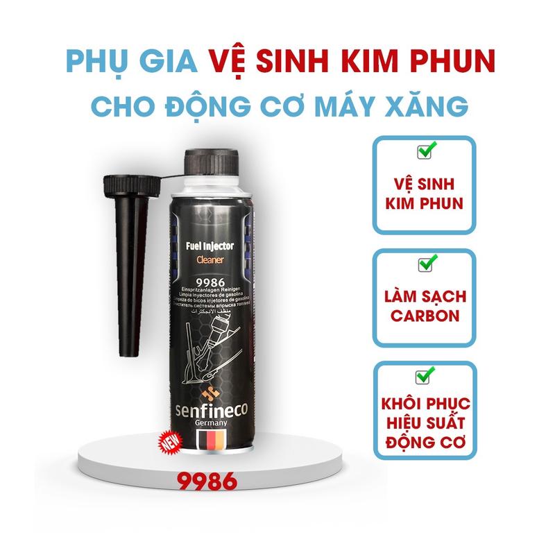 Xe xăng Senfineco 9986 Fuel Injector Cleaner Dung dịch vệ sinh kim phun ô tô máy xăng khôi phục hiệu suất động cơ Dung tích 300ml Không sử dụng cho máy Dầu