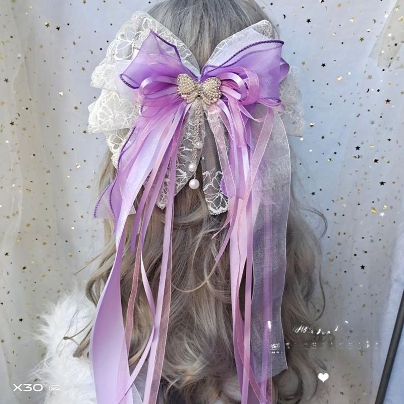 Product Introduction of Kẹp Tóc Nơ Ren Da Quạt Công Chúa Lolita, Phong Cách Nhật Bản, Hoa Lộng Lẫy, Thích Hợp Cho Cô Dâu Đám Cưới Và Cô Gái Mori, Kẹp Bên 7