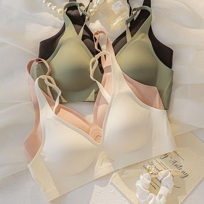 Combo 3 Áo ngực nữ su trơn cúp giọt nước không viền đệm mỏng mềm mại không nâng quai lưới thoáng khí 2 nấc cài KING SHOP A332 Bra Cup Tua Rua