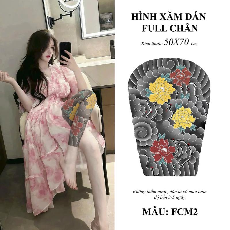 Hình xăm dán màu full chân 50x70cm, phong cách Nhật cổ, chống thấm nước, dùng được 3-5 ngày Trang Điểm Nữ Nam hình  xăm  Mỹ Phẩm Cosmetic