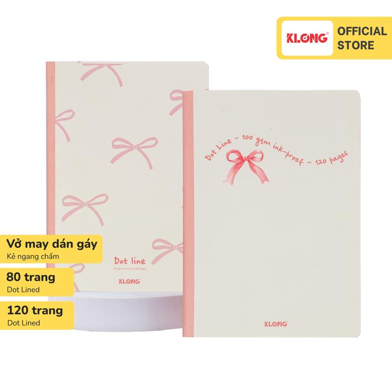 Vở kẻ ngang chấm may dán gáy Pastel Coquette KLONG B5 100GSM 80 120 trang; MS: 860 861
