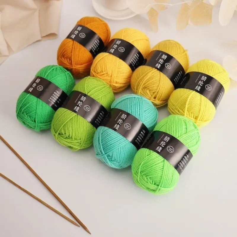 Sợi Acrylic Thủ Công 4 Sợi, Dài 90 Mét, Sợi Dày Trung Bình Thích Hợp Làm Đệm Nhồi Bông Và Lông Gối, Thủ Công 1