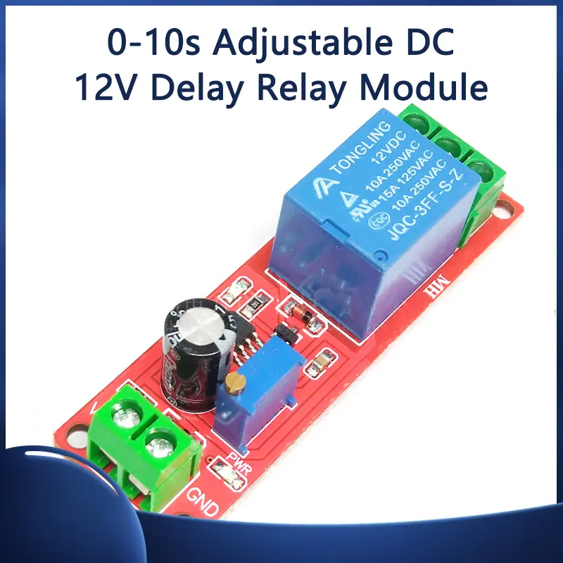 0 to 10 Seconds Adjustable DC 12V Delay Relay Module With NE555 Timer Circuit For Timing Applications
