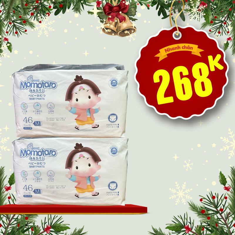 [KHÔNG QUÀ] 2 Bịch Bỉm Momotaro (Combo 2 Bịch Momo Trắng), Công Nghệ Hạt Sap  Mỏng, Mềm, Thoáng Mát, Thấm Hút Tốt, Đầy Đủ Size Dán S56/M48 Quần M46/L42/XL39/XXL36/3XL35 Cho Bé Women