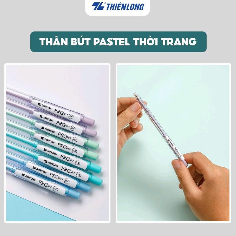 Thiên Long Bút Bi TL-105 Pastel Pro 027 Hộp 20 Cây Đường Kính 0.5mm Chất Lượng Cao Viết Dễ Dàng Màu Thời Trang #butgel #buvietchudep