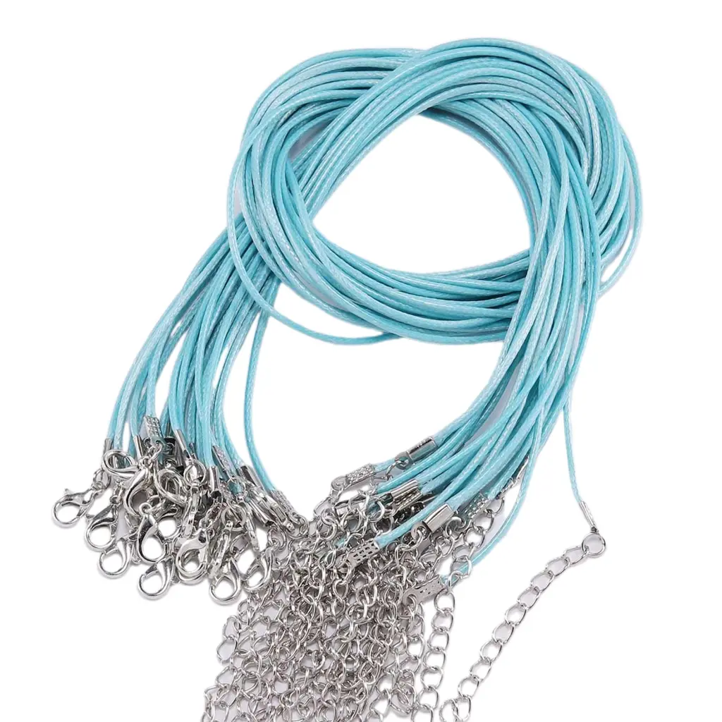 45cm Braided Adjustable Leather Rope Wax Cord DIY Handmade Necklace Pendant Lobster Clasp String Cord Jewelry Chains
