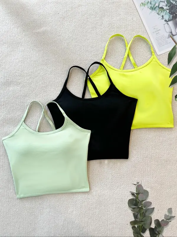 Women's Solid Criss Cross Lace Up Tie Back Crop Sports Vest, Sporty Breathable Comfortable Sleeveless Crop Top for Yoga Gym Workout, Ladies Sportswear for All Seasons 4