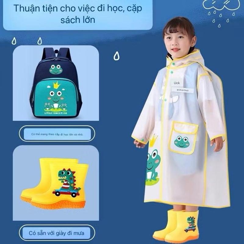 Áo mưa cao cấp học sinh hoạ tiết chú ếch dễ thương 7