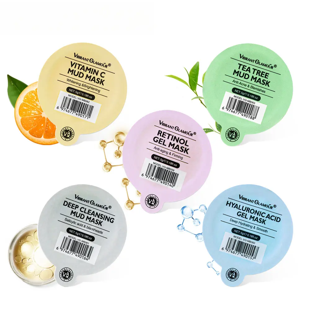 Facial Mud Clay Mask Gel Jelly Overnight Mask Retinol Hyaluronic Acid Salicylic Acid Vitamin C Tea Tree Deep Hydrating Blackheads Cleaning Anti-Aging Whitening Anti-Acne collagen mucin essence