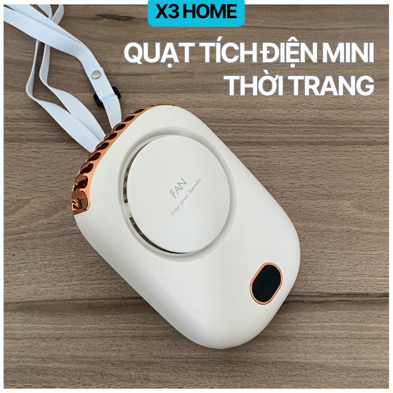 Quạt tích điện mini thời trang đeo cổ kẹp túi để bàn cầm tay đi chơi học tập làm việc Usb Mobile Fan