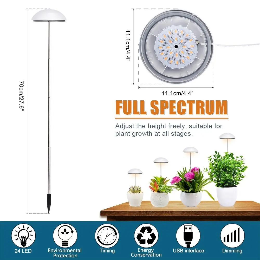 Plant Light, 1 Set USB Full Spectrum LED Grow Light with 3 Timing Modes ...