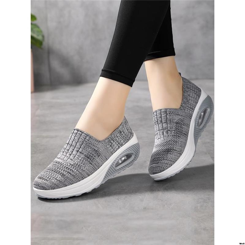 TikTok Shop Outdoor comfortable women s slant heel thick soled sports shoes breathable fashionable non slip shoes for the elderly