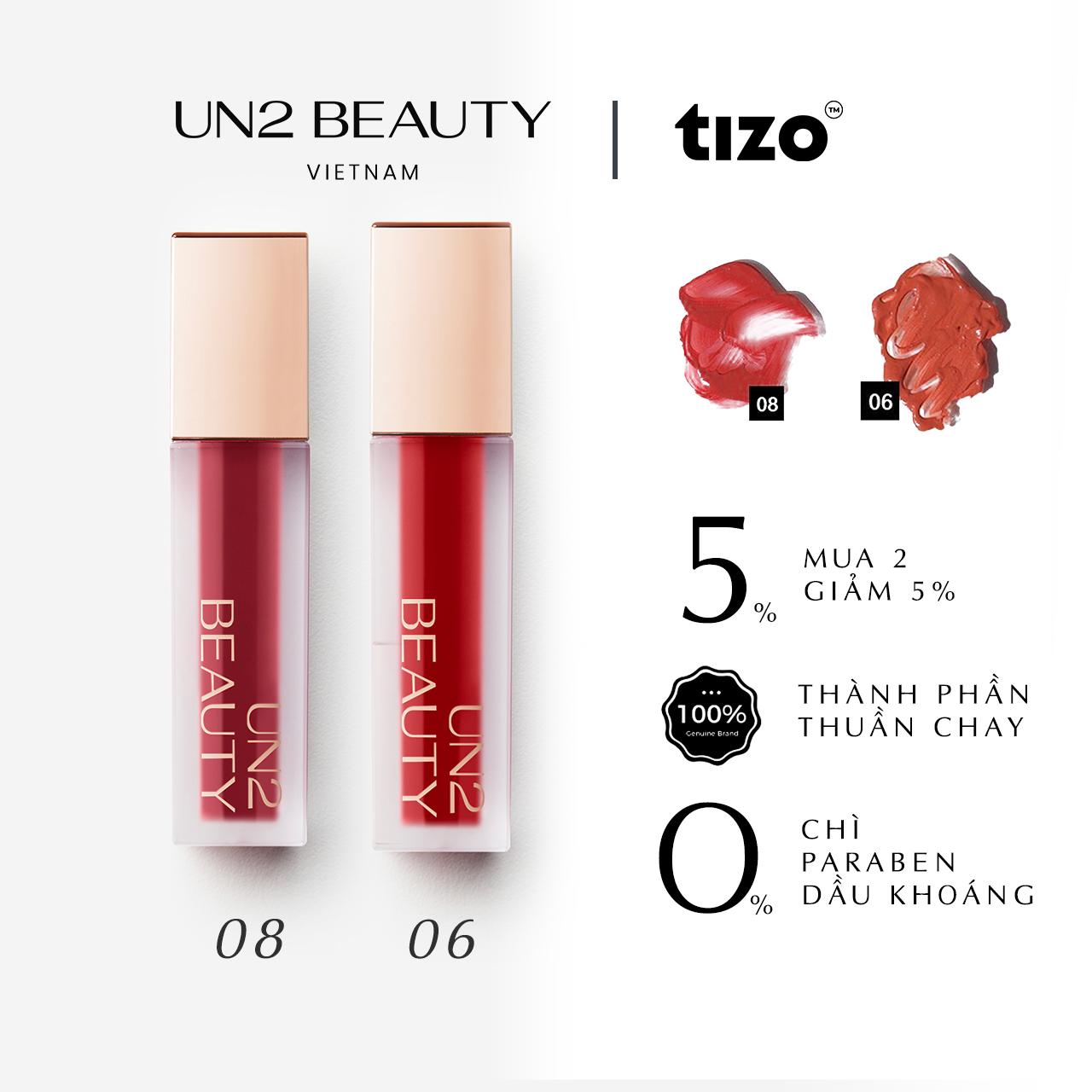 COMBO 2 SON MÔI TRANG ĐIỂM  LÌ THUẦN CHAY DƯỠNG ẨM MỊN MÔI MÀU 06 VÀ MÀU 08 NỮ COSMETIC