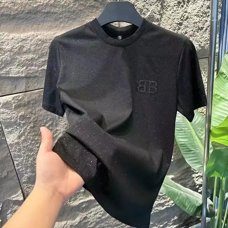 Kemeja Tidur Pendek Lelaki, Berkualiti Tinggi, Mewah Mampu Milik, Rekaan Berbintang, Ketibaan Baru untuk Musim Panas, Baju-T Leher Bulat, Kasual dan Serba guna, Trendi, Gaya Mewah