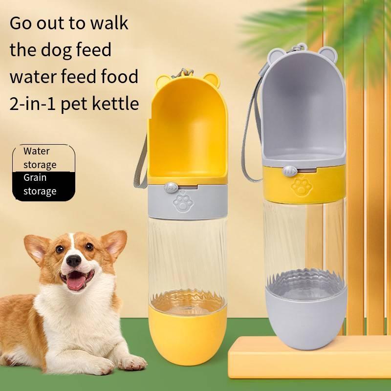 Product Introduction of Portable Pet Water Bottle, Pet Drinking Cup with Food Storage Container, Outdoor Pet Water Bottle, Dog & Cat Accessories 5