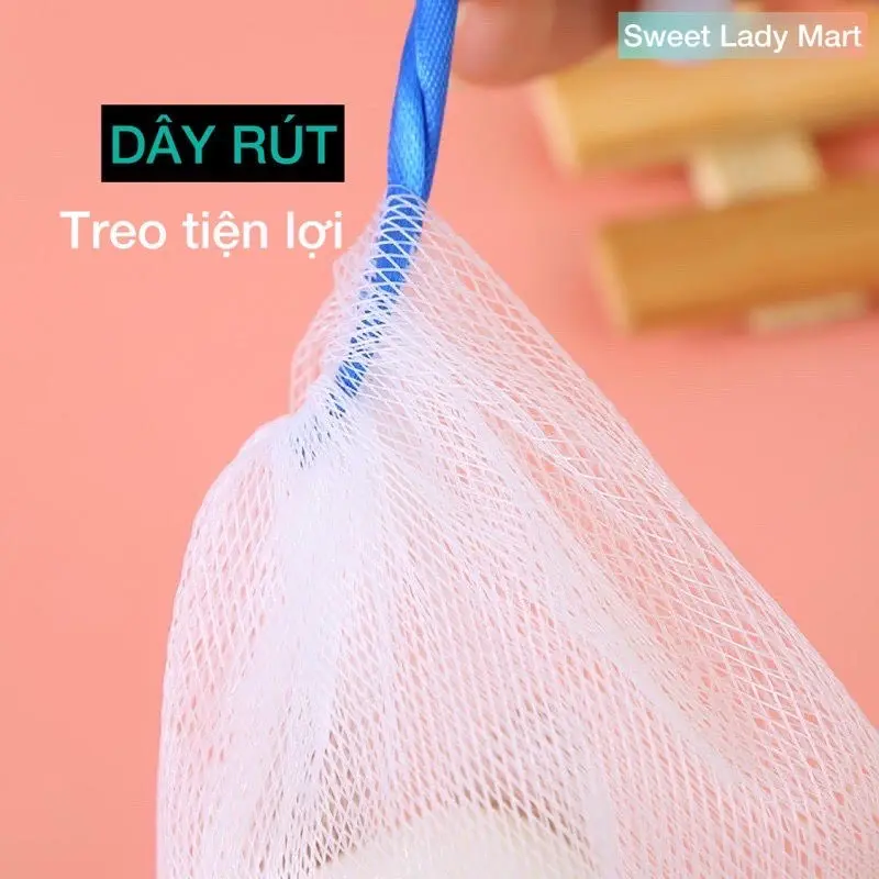100 Túi Lưới Tạo Bọt Đựng Xà Phòng Mềm Mại Dày Dặn Tẩy Tế Bào Chết Size To 9.5cm*15cm Nhiều Màu Sắc SỈ TOÀN QUỐC (không phải loại size nhỏ, xơ thô cứng) 4