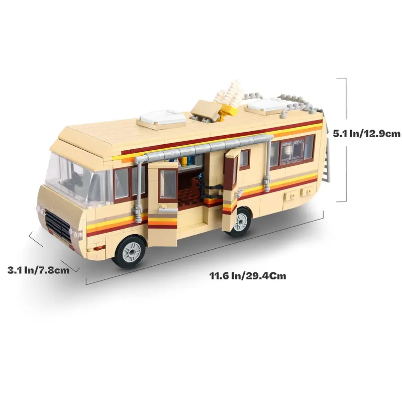 Creative Break Bad RV Car Building Blocks, 986pcs/set Modern Funny Car Jelly Building Blocks Kit, Classic Building Toys, Gifts for Building Block Enthusiasts, Stocking Filler, Valentine's Day Gift, Building Sets 1