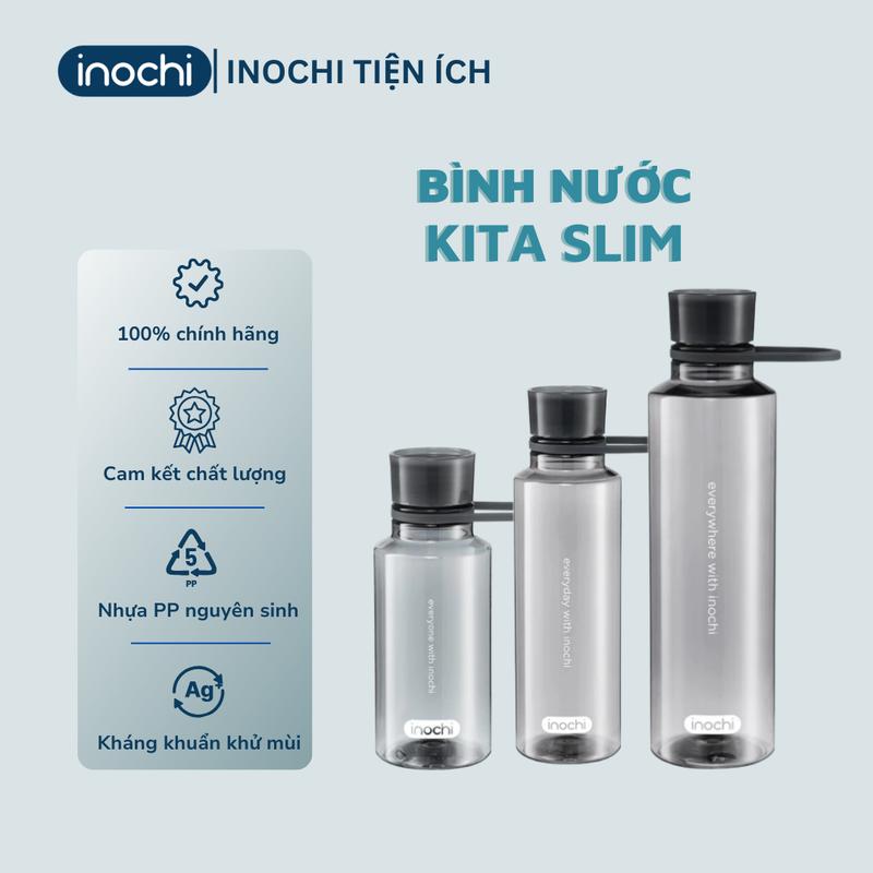 Bình nước cho bé mang đi học gọn nhẹ dễ thương Inochi - KITA SLIM 350-500ML