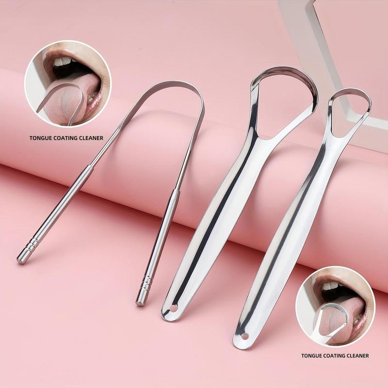 Product Introduction of Stainless Steel Tongue Scraper Set, 3 Counts/set Portable Tongue Cleaner, Oral Care Tool for Adults, Easy To Use and Remove Bad Breath 5