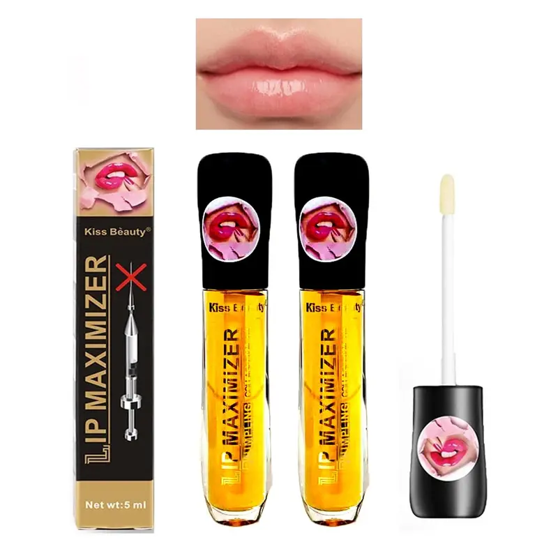 Long Lasting Lip Plumper Oil, 2 Counts/set Moisturizing Lip Plumper, Glossy Lip Glaze Stick, Plumping Lip Oil Lip Stick for Girls & Women 0