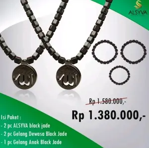 PROMO PAKET FAMILY - ALSYVA BLACK JADE - KALUNG GELANG KESEHATAN - AL SYVA KALUNG KESEHATAN