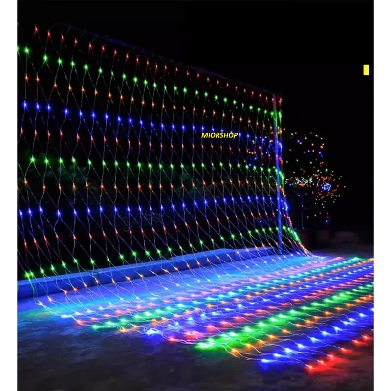 ĐÈN LED TRANG TRÍ dạng ĐÈN LƯỚI mắt cá 3m x2m  dùng điện có phích nối tiếp nhiều bộ 1