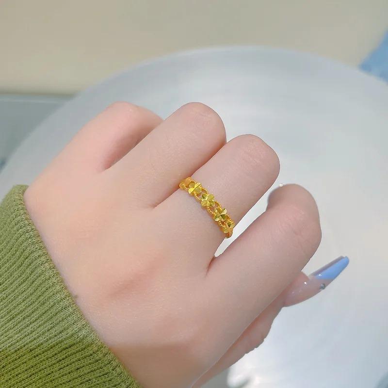 Product Introduction of Nhẫn Vàng, Rò Rỉ Lớn, Thời Trang Nữ, Nhẫn Mở Cỏ Bốn Lá, Dễ Phối Đồ Trang Sức Đồ Trang Trí Sản Phẩm Phúc Lợi Women 3