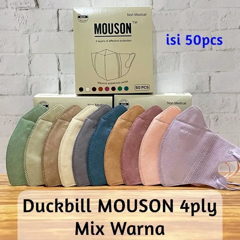 masker duckbill mouson 4ply 50pcs emboss 1
