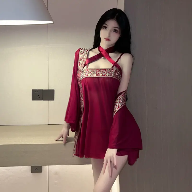 Cosplay cổ trang phong cách Trung Hoa thanh lịch gợi cảm váy ngủ ren mỏng kèm áo choàng quyến rũ BIKI HOUSE WOMEN DRESS N788 4