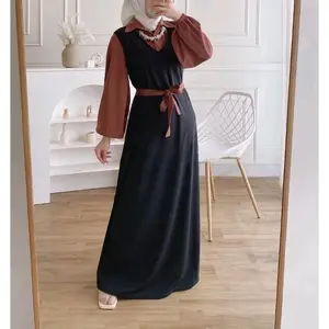 Yolla Overall Maxy | Overall Pesta Kain Crinkle Airflow | Gamis Dress Panjang Muslim Wanita Remaja Dewasa Lengan Karet Full Kancing Kerah Kemeja Kombinasi Variasi Inner Basic Casual Mewah Kondangan