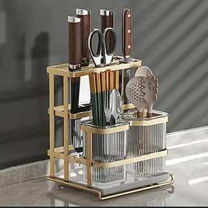 Inaso Rak Pisau Dapur Stainless Tempat Peralatan Makan Sendok Garpu Sumpit Makan Minimalis Rack Gantung Organizer Meja Kitchenware HRM158