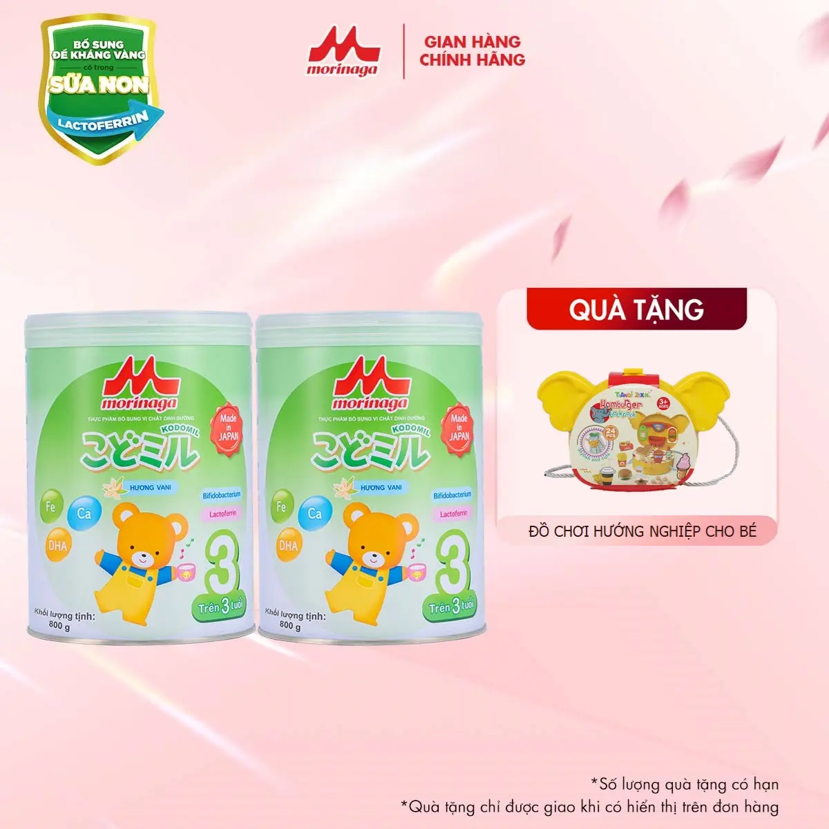 Combo 2 lon sữa Morinaga Kodomil số 3 800g
