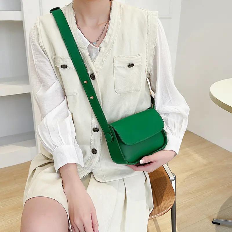 Fashion Trend Crossbody Bags for WomenGreen Solid Flap Shoulder Bag Designer Handbags and Purses Small Women Messenger Bag