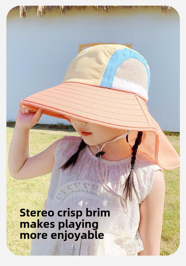 Product Introduction of Children's Sun Hat Wide Brim UV Protection Summer Boys Girls Round Top Beach Hat Sunshade Hat Sun Hat kids  cap hat  girls summer  hat  kids 19