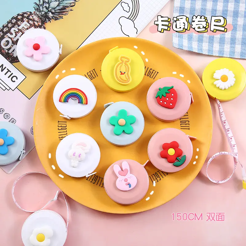Cartoon Mini Tapeline with Cute Fruits Animals Tape Multi-function Portable Soft Ruler Student Measure Tool Sewing Gadget