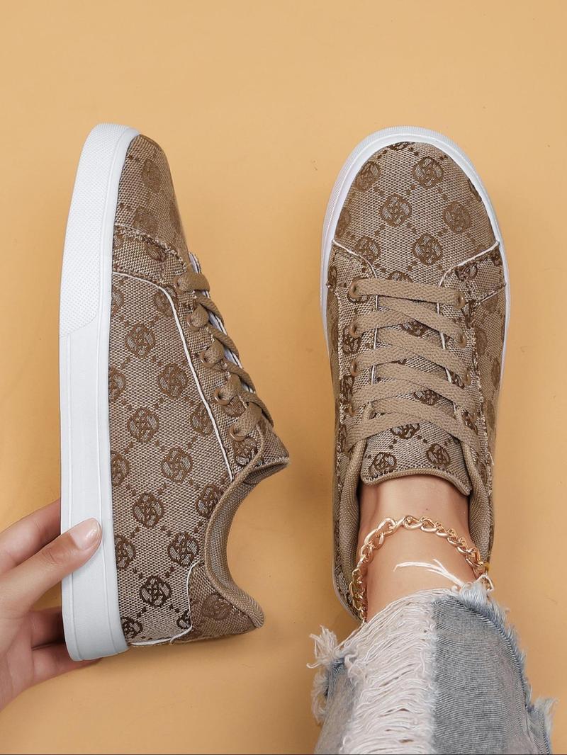Product Introduction of Women's Fashionable All Over Floral Print Lace Up Low Top Sneakers, Casual Comfortable Sports Shoes for Daily Wear, Female All-match Round Toe Shoes for Daily Wear 13